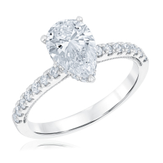 2ctw Pear Lab Grown Diamond 14k White Gold Hidden Halo Engagement Ring 1