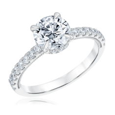 2ctw Round Lab Grown Diamond 14k White Gold Hidden Halo Engagement Ring 1