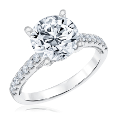 3 1/2ctw Round Lab Grown Diamond 14k White Gold Hidden Halo Engagement Ring 1