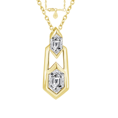 ASTERLY by REEDS ECONIC 1/2ctw Elongated Hexagon Shape Step-Cut Lab Grown Diamond Gold Vermeil Pendant Necklace 1