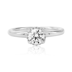 7/8ctw Round Diamond 18k White Gold Halo Engagement Ring 1