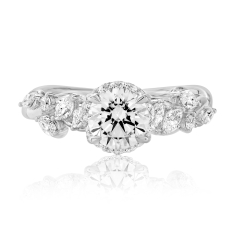 1 1/2ctw Round Diamond 18k White Gold Nature-Inspired Halo Engagement Ring 1