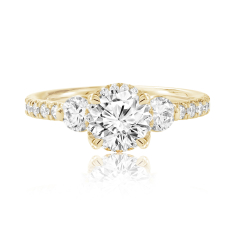 1 3/4ctw Round Diamond 18k Yellow Gold Three-Stone Engagement Ring 1