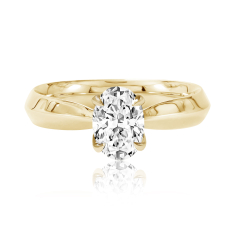 1ctw Oval Diamond 18k Yellow Gold Solitaire Knife-Edge Engagement Ring 1