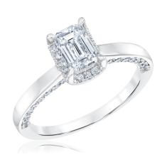 1 1/2ctw Emerald Lab Grown Diamond 14k White Gold Engagement Ring 1