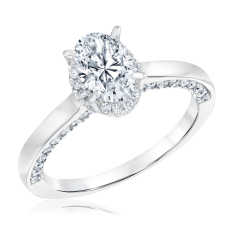 1 1/2ctw Oval Lab Grown Diamond 14k White Gold Engagement Ring 1