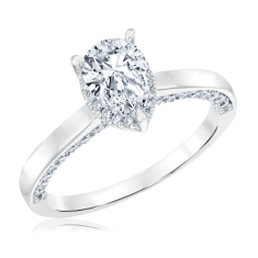 1 1/2ctw Pear Lab Grown Diamond 14k White Gold Engagement Ring 1