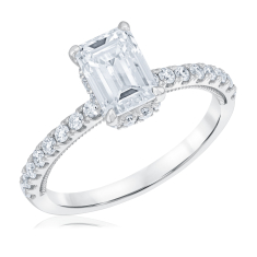 2ctw Emerald Lab Grown Diamond Hidden Halo 14k White Gold Engagement Ring 1