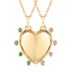 Wicked Created Emerald and Created Pink Sapphire Gold Vermeil Best Friend Heart Pendant Necklace 1