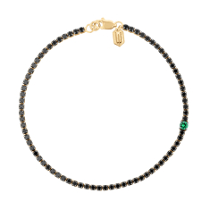 Wicked Elphaba Black Spinel and Created Emerald Gold Vermeil Tennis Bracelet 1