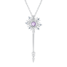 Wicked Glinda Created Pink Sapphire and Created White Sapphire Sterling Silver Wand Pendant Necklace 1