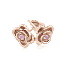 Wicked Glinda Created Pink Sapphire Rose Gold Vermeil Flower Stud Earrings 1