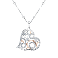 Wicked Glinda 3/8ctw Diamond Two-Tone Heart Pendant Necklace 1
