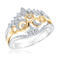 Wicked Glinda 1/4ctw Diamond Two-Tone Multi-Row Ring 1