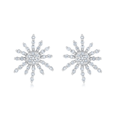 Wicked Glinda 1/5ctw Diamond Sterling Silver Starburst Stud Earrings 1