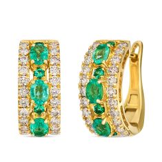 Le Vian® Costa Smeralda Emeralds™ 1ctw Nude Diamonds™ 14k Honey Gold™ Hoop Earrings 1