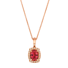 Le Vian® Passion Fruit Tourmaline™ 1/6ctw Nude Diamonds™ Hexagon Halo 14k Strawberry Gold® Pendant Necklace 1