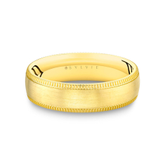 Men's Sylvie 14k Yellow Gold 6mm Shell Apex Brushed Band with Milgrain Detailing - Edward 1