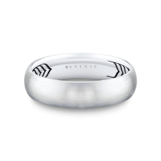Men's Sylvie 14k White Gold 5.5mm Shell Apex Brushed Band - Heath 1