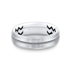 Men's Sylvie 14k White Gold 6mm Shell Ascend Brushed Band - Xavier 1