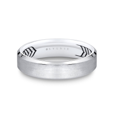 Men's Sylvie 14k White Gold 5.5mm Shell Apex Brushed Band - Uriah 1