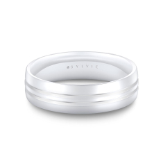 Men's Sylvie 14k White Gold 6mm Heritage Polished Grooved  Band - Fletcher 1