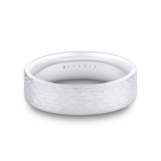 Men's Sylvie 14k White Gold 6mm MBB Vector Band - Lincoln 1