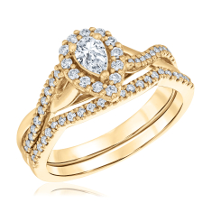 5/8ctw Pear Diamond 10k Yellow Gold Engagement and Wedding Ring Bridal Set - Glow Collection 1