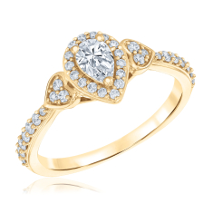 5/8ctw Pear Diamond 14k Yellow Gold Heart Engagement Ring - Glow Collection 1