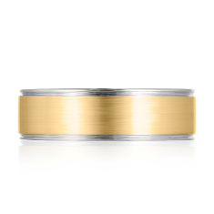 A.JAFFE Expandable™ 7.5mm Two-Tone Men's Wedding Band with Brushed Center - Size 8 1