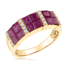 Ruby and 1/6ctw Diamond 14k Yellow Gold Ring - Watercolor Collection 1