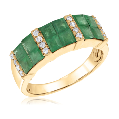 Emerald and 1/6ctw Diamond 14k Yellow Gold Ring - Watercolor Collection 1