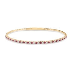 Ruby and 1/2ctw Diamond 14k Yellow Gold Flexible Bangle Bracelet - Watercolor Collection 1