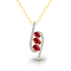 Kallati Ruby and 3/4ctw Diamond 14k Yellow Gold Pendant Necklace 1