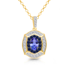 Kallati Tanzanite, Sapphire, and 1/5ctw Diamond 14k Yellow Gold Pendant Necklace 1