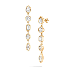 1ctw Mixed Shape Diamond 14k Yellow Gold Linear Drop Earrings 1