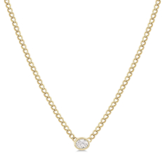 1/5ct Oval Diamond 14k Yellow Gold Curb Chain Necklace 1