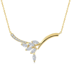 1/3ctw Marquise Diamond 14k Yellow Gold Floral Bar Necklace 1