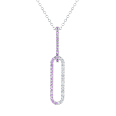 1/6ctw Diamond and Pink Sapphire 18k White Gold A-Link Pendant Necklace 1