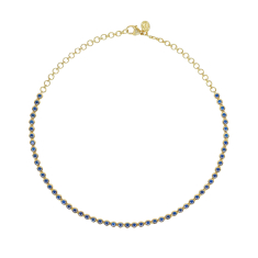 Penny Preville Round Blue Sapphire 18k Yellow Gold Choker Necklace 1