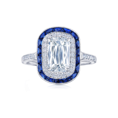 Kwiat Ashoka Diamond and Sapphire Platinum Engagement Ring 1