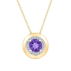 Amethyst and 1/10ctw Diamond 10k Yellow Gold Pendant Necklace - 80th Anniversary Bubble Collection 1