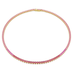 Swarovski Matrix Pink Zirconia Tennis Necklace, Gold-Tone Plated 1