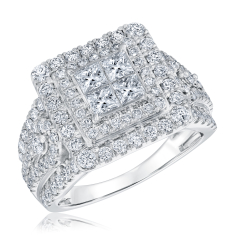 2ctw Princess Diamond 14k White Gold Composite Engagement Ring - Harmony Collection 1