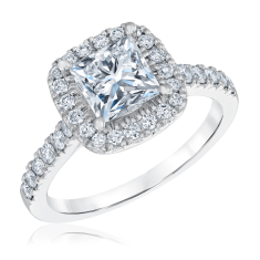 2ctw Princess Lab Grown Diamond Halo White Gold Engagement Ring 1