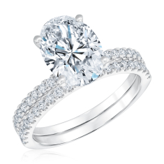 3 1/2ctw Oval Lab Grown Diamond White Gold Engagement and Wedding Ring Bridal Set 1