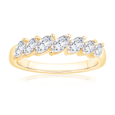 3/4ctw Marquise Diamond Yellow Gold Wedding Band - Embrace Collection 1