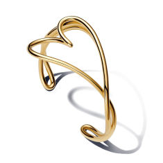 Pandora Organically Shaped Heart Gold-Plated Bangle Bracelet 1