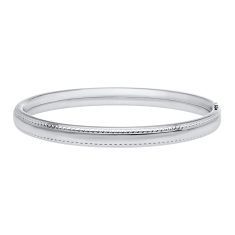 Child's Sterling Silver Beaded Edge Hinged Bangle Bracelet 1