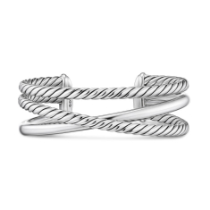 David Yurman Bold Crossover Three Row Cuff Bracelet in Sterling Silver, 19mm 1
